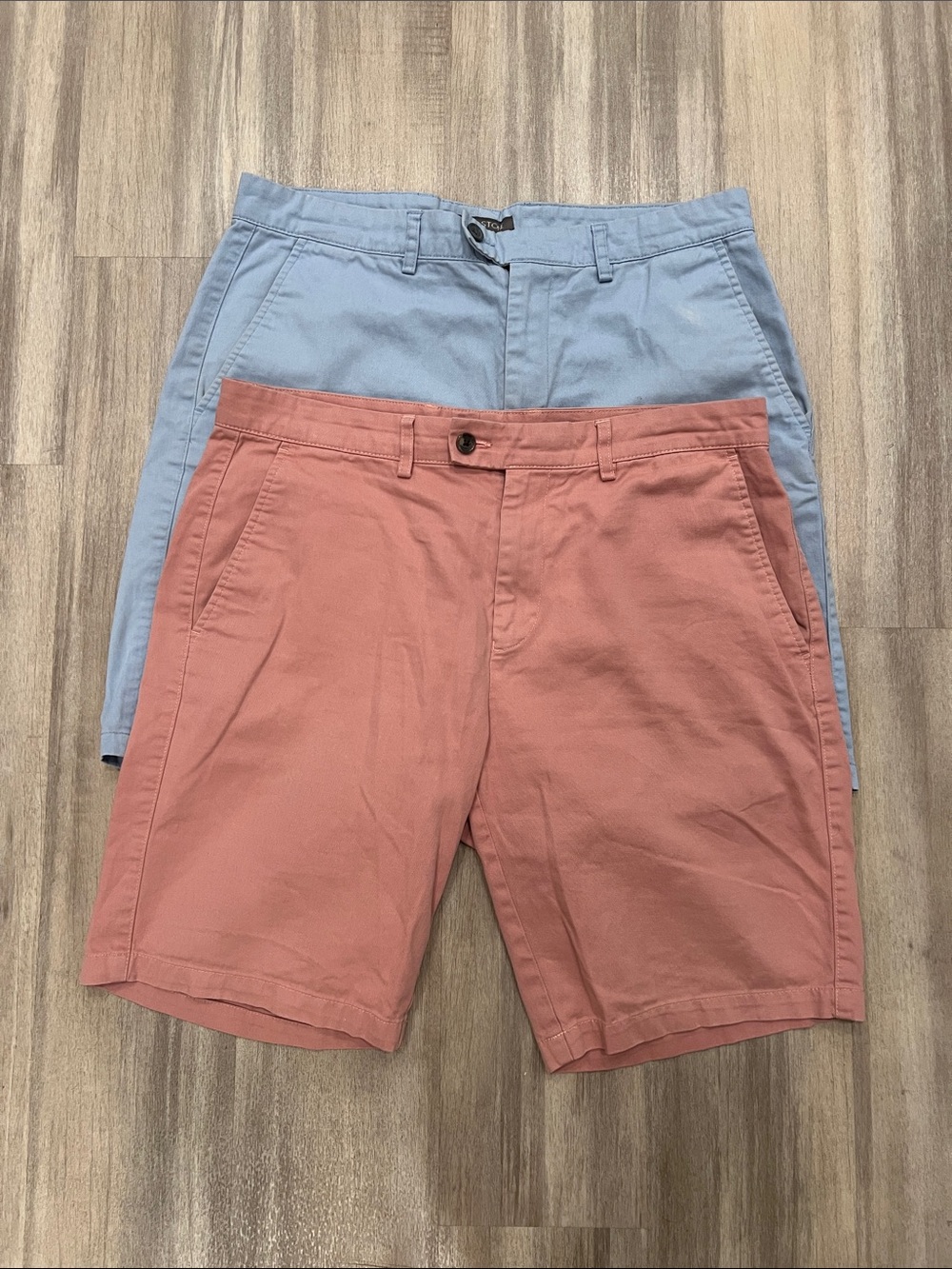 Slate & Stone Coral and Light Blue Flat Front Chino Shorts
